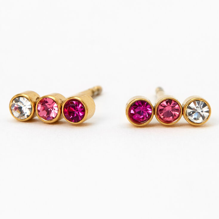 Gold Titanium Ombre Bar Stud Earrings - Pink,