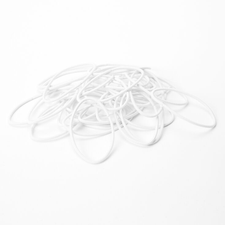 Luxe Elastic Hair Ties - White, 30 Pack,