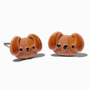 Brown Puppy Dog Stud Earrings,