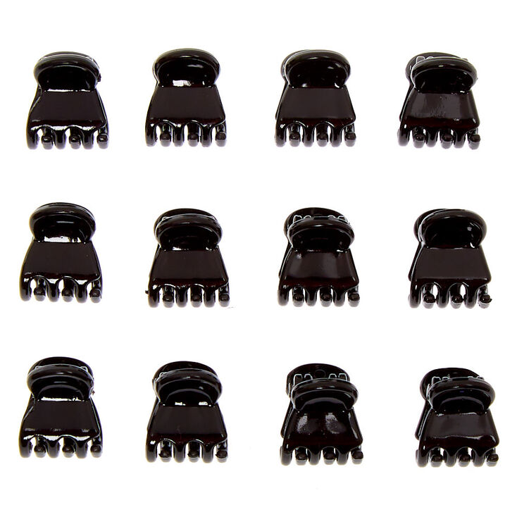 Solid Mini Hair Claws - Black, 12 Pack,