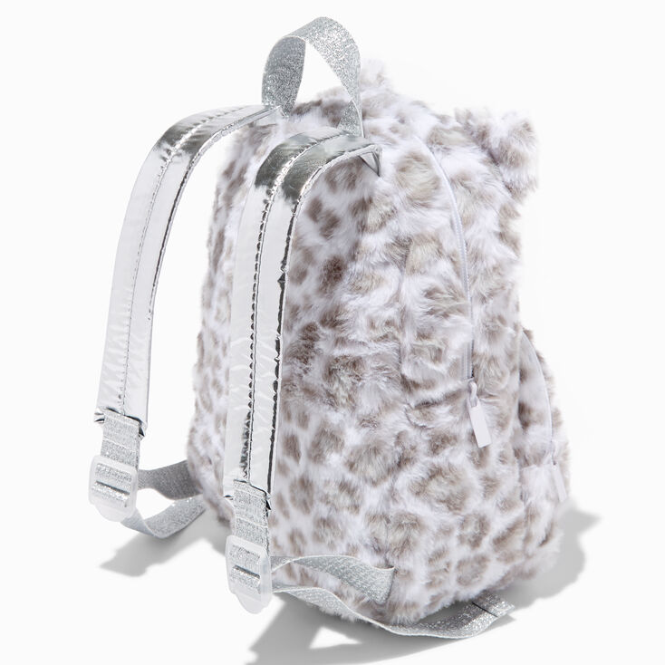 Claire's Club Snow Leopard Furry Mini Backpack | Claire's