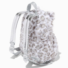 Claire&#39;s Club Snow Leopard Furry Mini Backpack,