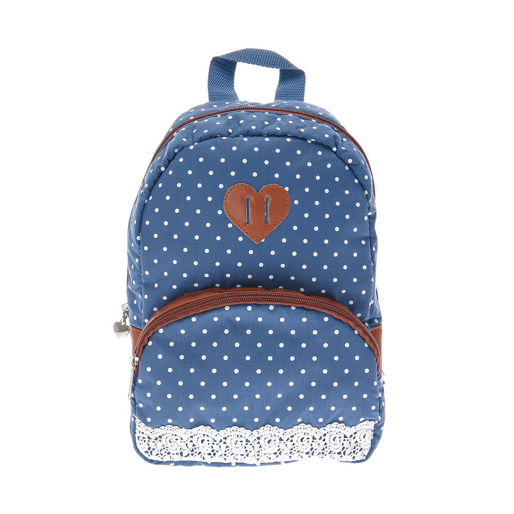 blue polka dot backpack