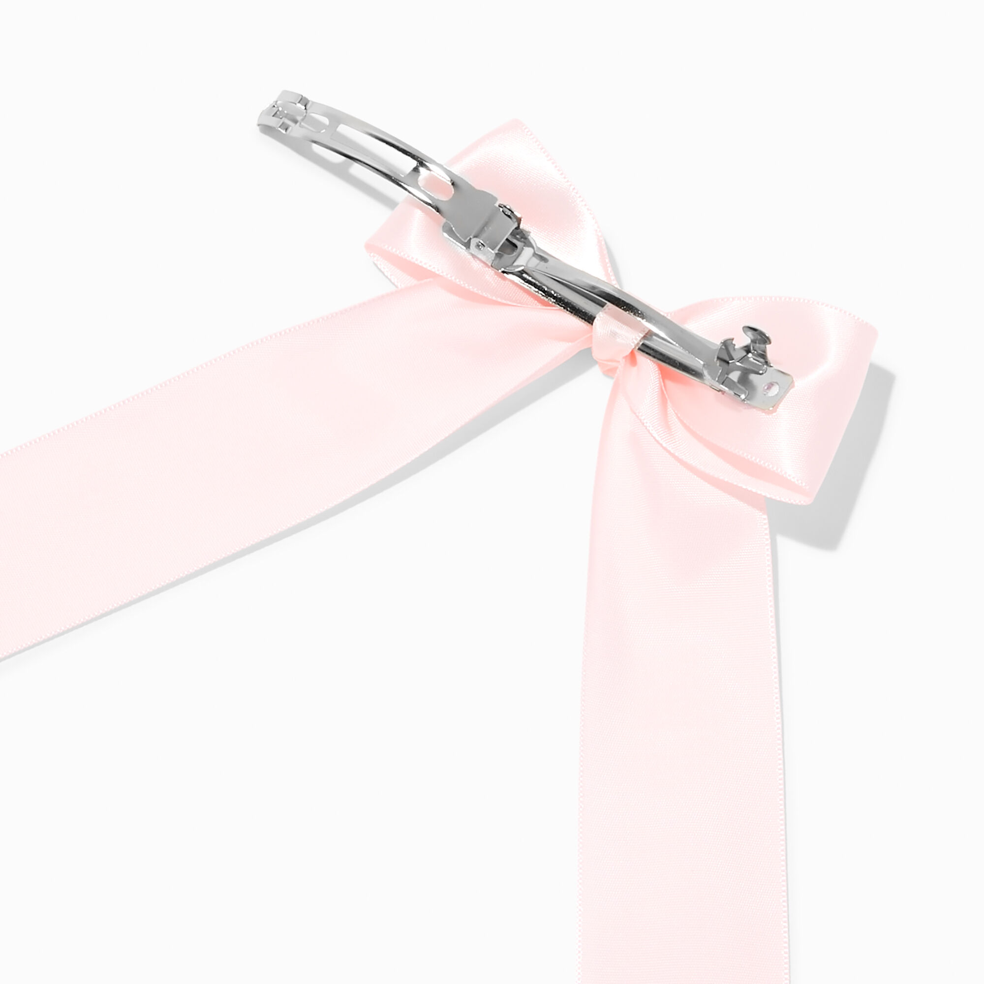 Light Pink Satin Long Tail Hair Bow Clip,