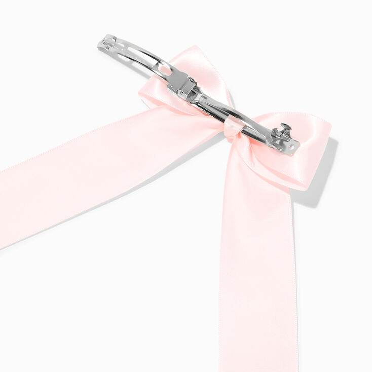 Light Pink Satin Long Tail Bow Hair Clip,