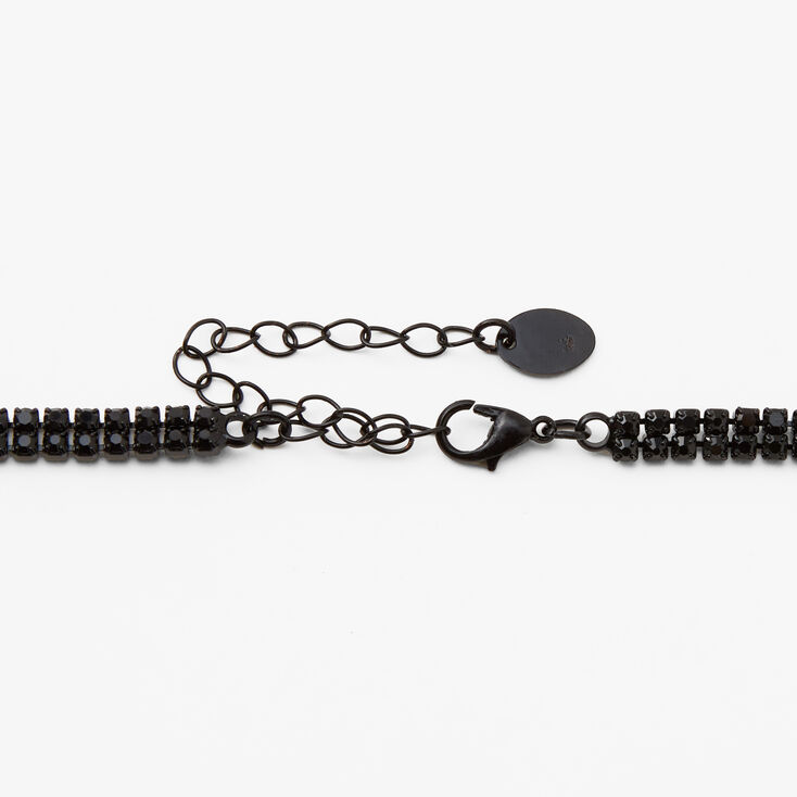 Black Rhinestone Zig Zag Statement Choker Necklace,