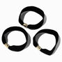 Flat Black Gold-tone Beaded Hair Ties - 3 Pack ,