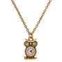 Gold Owl Clock Pendant Necklace,