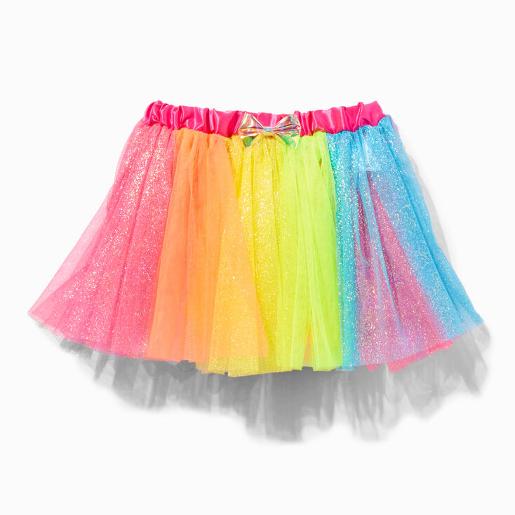 Tutu en tulle &agrave; rayures arc-en-ciel,