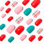 Holiday Plaid Stiletto Press On Faux Nail Set - 24 Pack,