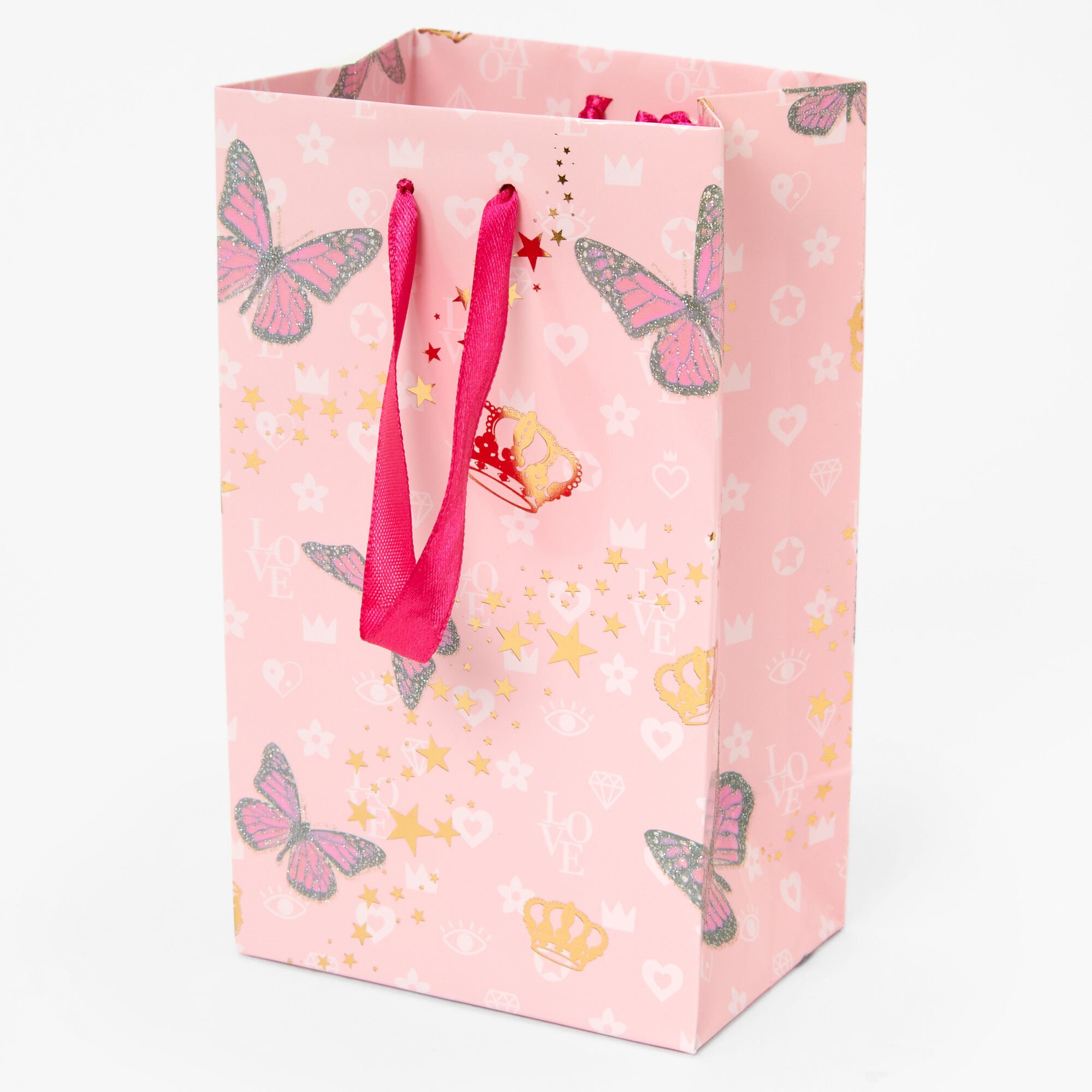 View Claires Small Butterfly Gift Bag Pink information