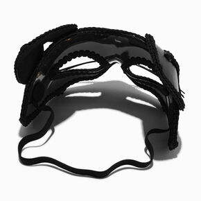 Masque de chat noir avec strass iridescents,
