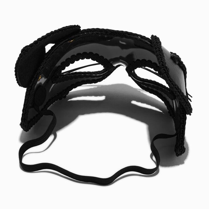 Masque de chat noir avec strass iridescents,
