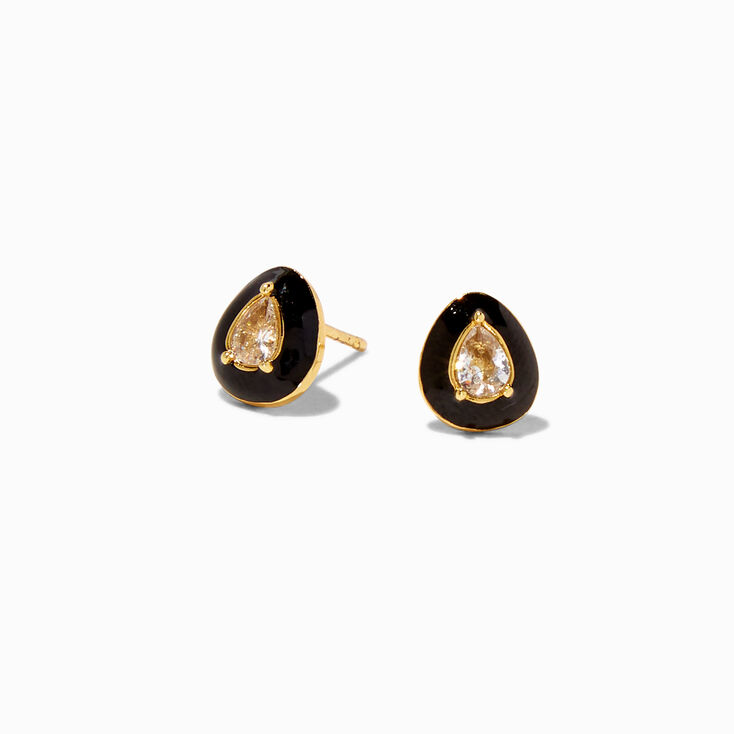 18K Gold Plated Cubic Zirconia Teardrop Stud Earrings,