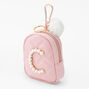 Initial Pearl Mini Backpack Keychain - Blush Pink, C,