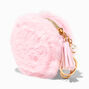 Pink Furry Pearl Initial Coin Purse Keychain - A,