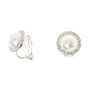 Silver-tone Pearl Clip On Stud Earrings,
