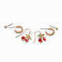 Gold-tone Cherry Earring Stackables - 3 Pack,