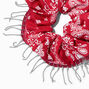Red Bandana Print Chain Fringe Hair Scrunchie,