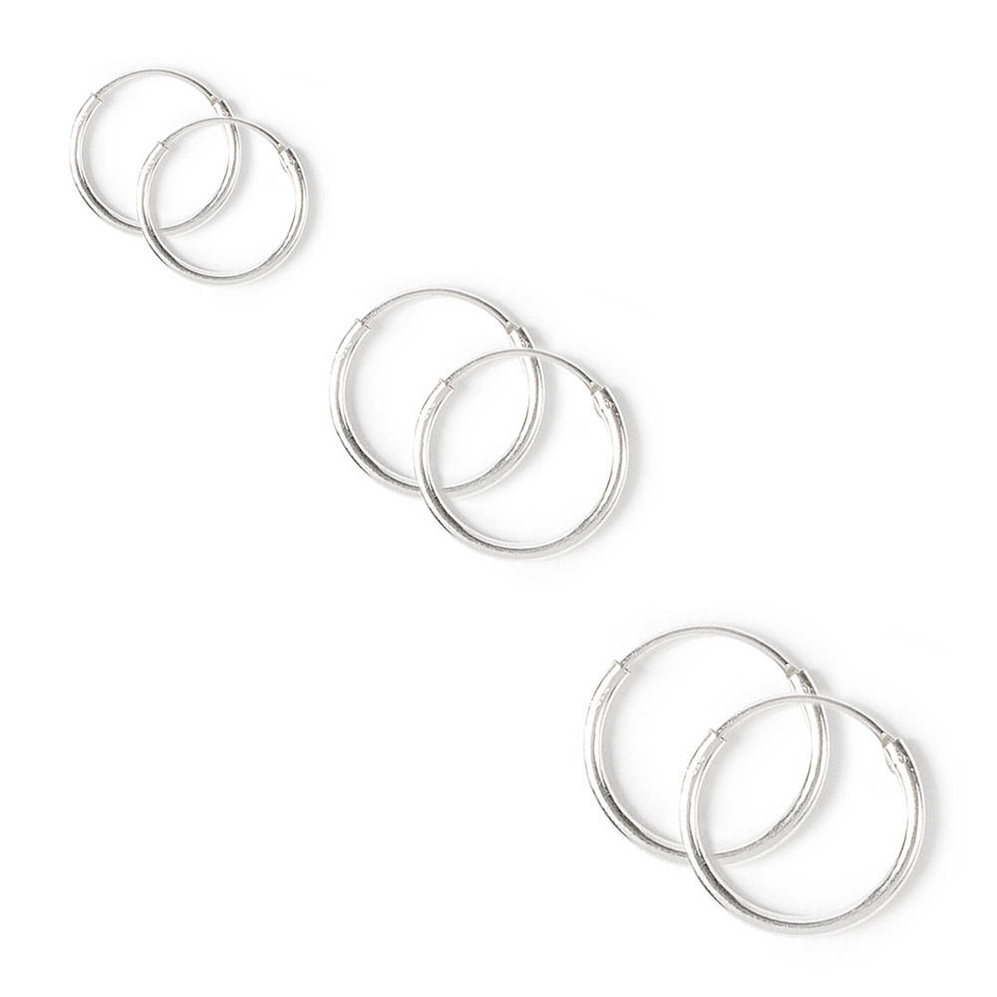 View Claires Graduated Hoop Earrings 3 Pack Silver information
