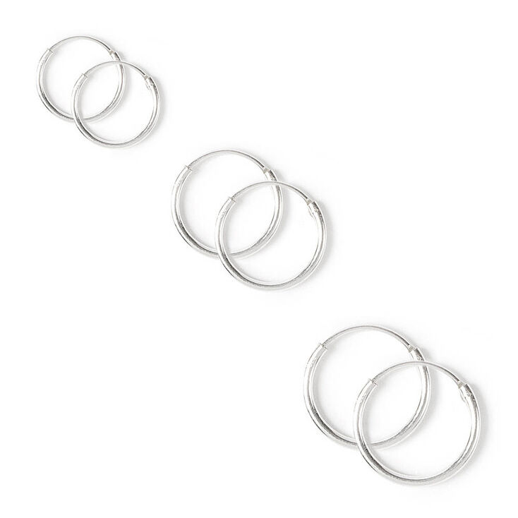 Sterling Silver Graduated Hoop Earrings - 3 Pack,