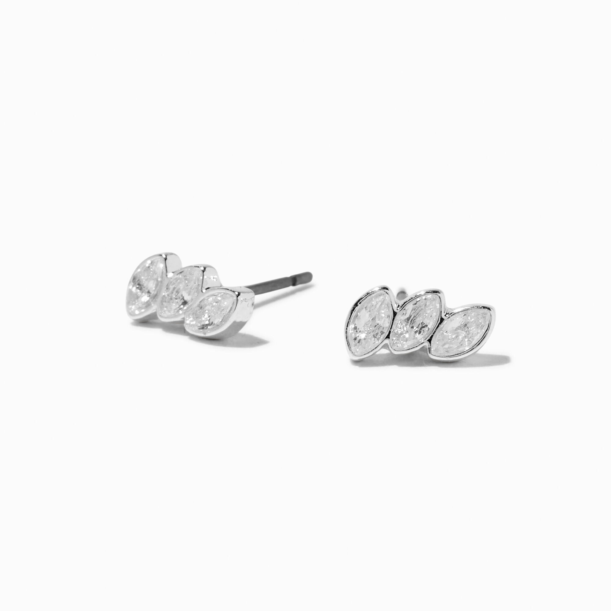 View Claires Cubic Zirconia Marquise Trio Stud Earrings Silver information