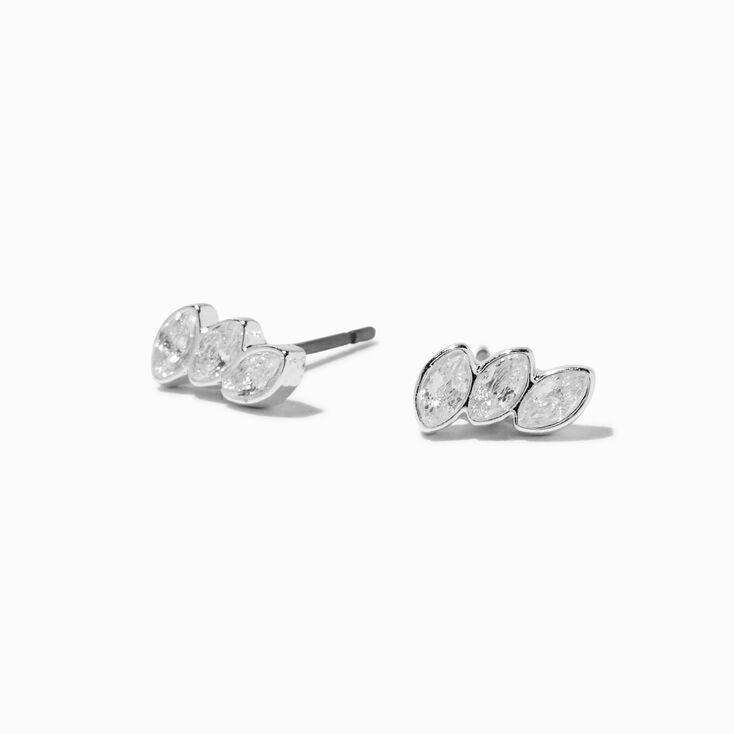 Cubic Zirconia Marquise Trio Stud Earrings,