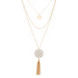Collier multi-rangs &agrave; m&eacute;daillon &agrave; motif en filigrane couleur dor&eacute;,