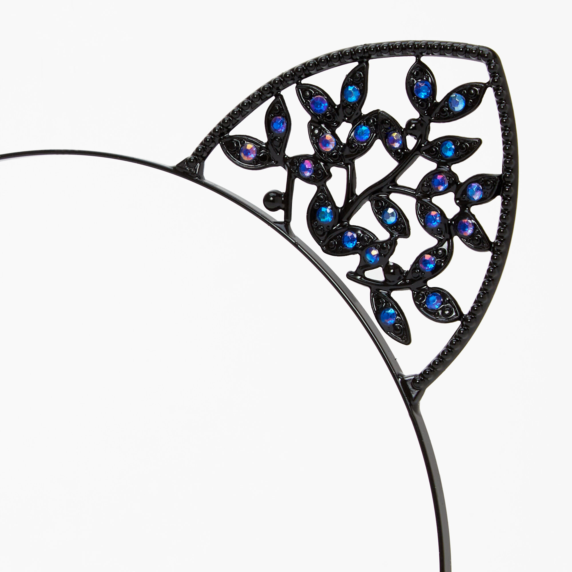 Serre-tête noir oreilles de chat façon lierre,