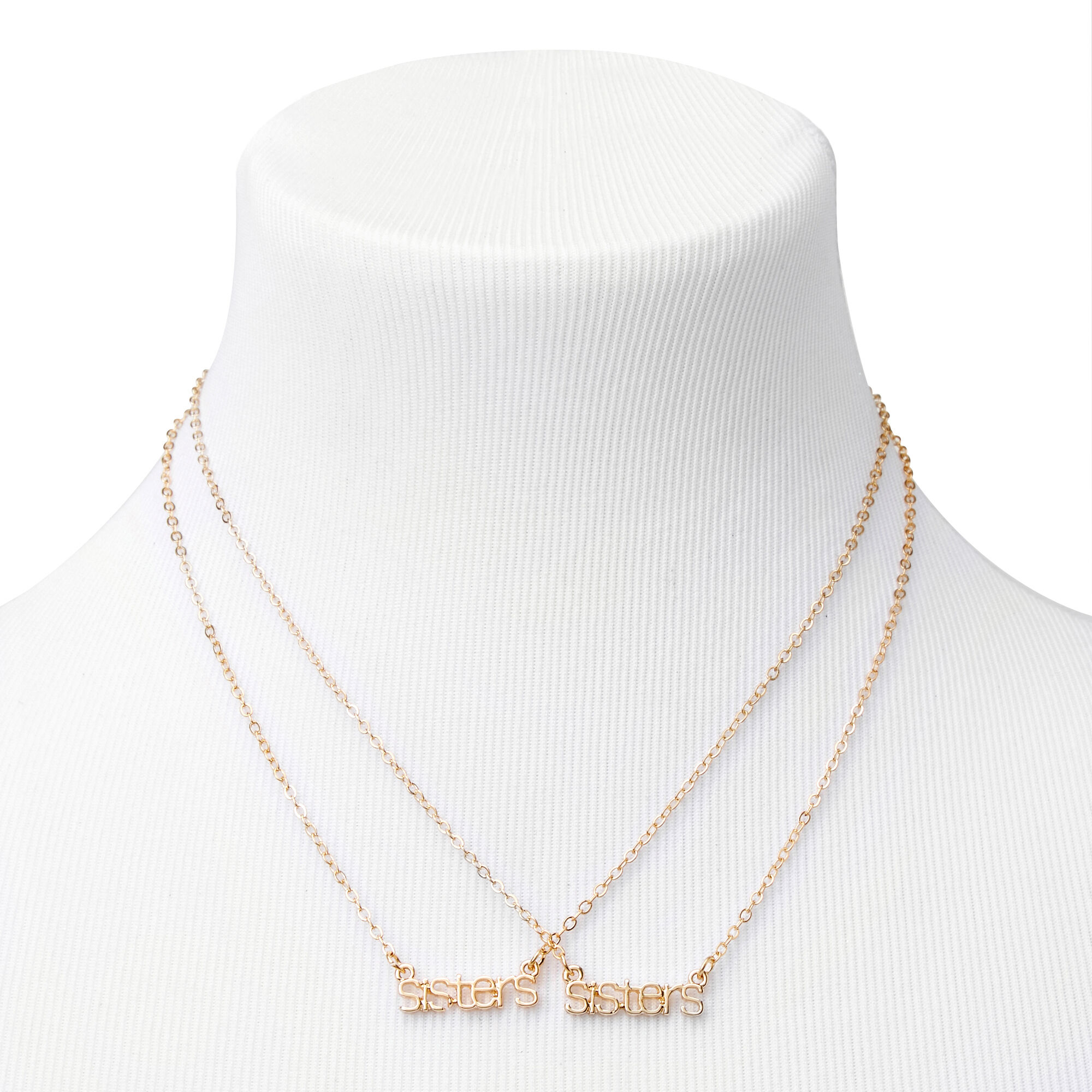 Gold Sisters Word Pendant Necklaces - 2 Pack,