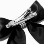 Black Satin Pearl Center Hair Bow Clip,