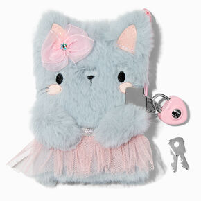 Claire&#39;s Club Ballerina Cat Plush Lock Diary,