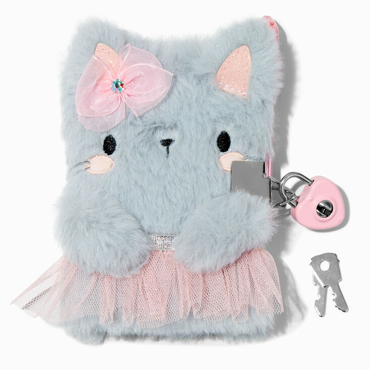 Claire&#39;s Club Ballerina Cat Plush Lock Diary,