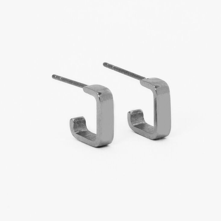 Silver Titanium Thick Square Hoop Earrings,