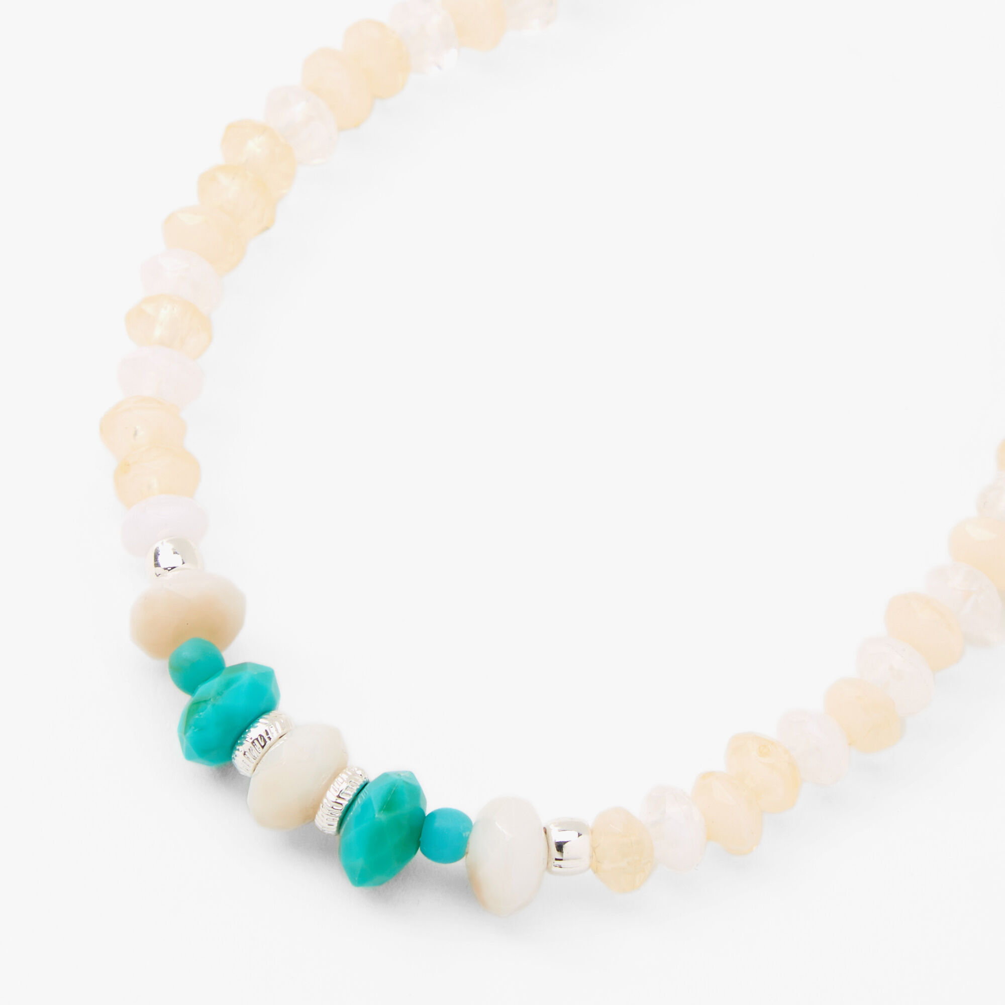Ivory & Turquoise Beaded Choker Necklace,