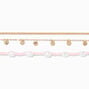 Gold Curb Chain Disc Charms Pink &amp; White Beaded Choker Necklaces - 3 Pack,
