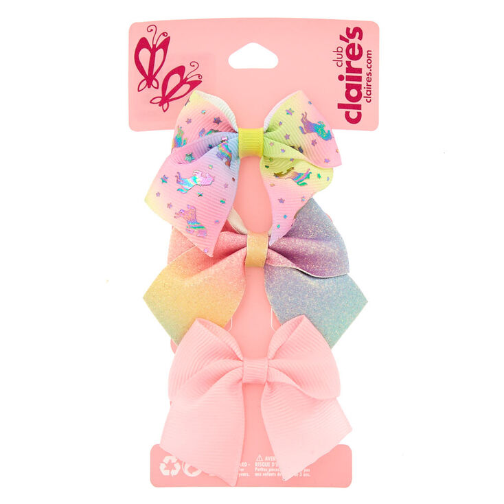 Claire&#39;s Club Unicorn Bow Hair Clips - 3 Pack,