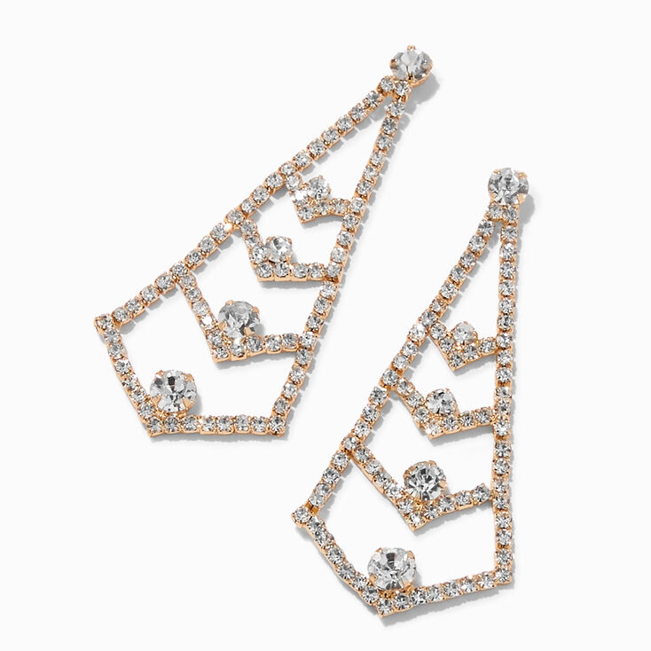 Gold Pyramid Chandelier Drop Earrings,