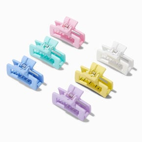 Pastel Rainbow Rectangle Hair Claw - 6 Pack,