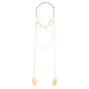 Gold Geometric Feather Multi Strand Necklace - Blush Pink,