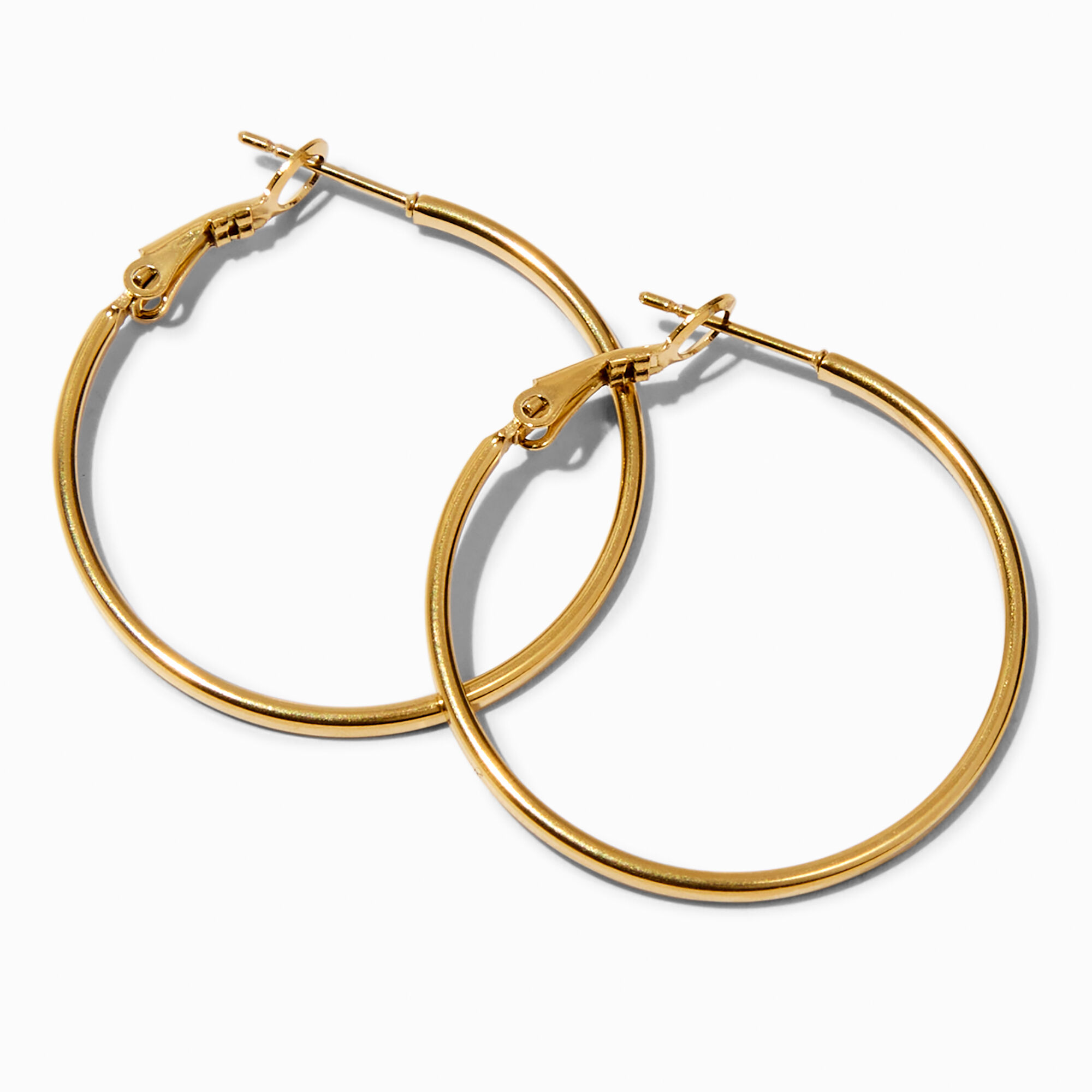 Gold tone Stainless Steel 30MM Hoop Earrings Claire s US
