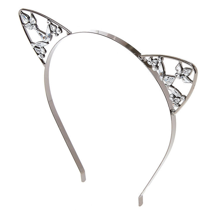 Hematite Glass Stone Cat Ears Headband Claire S Us