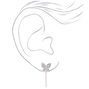 Silver Butterfly Front and Back Chain Stud Earrings,