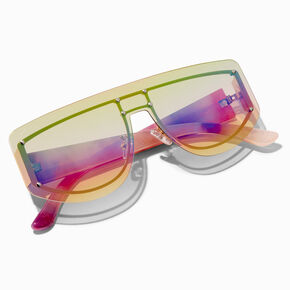 Rainbow Tie Dye Faded Lens Shield Sunglasses,