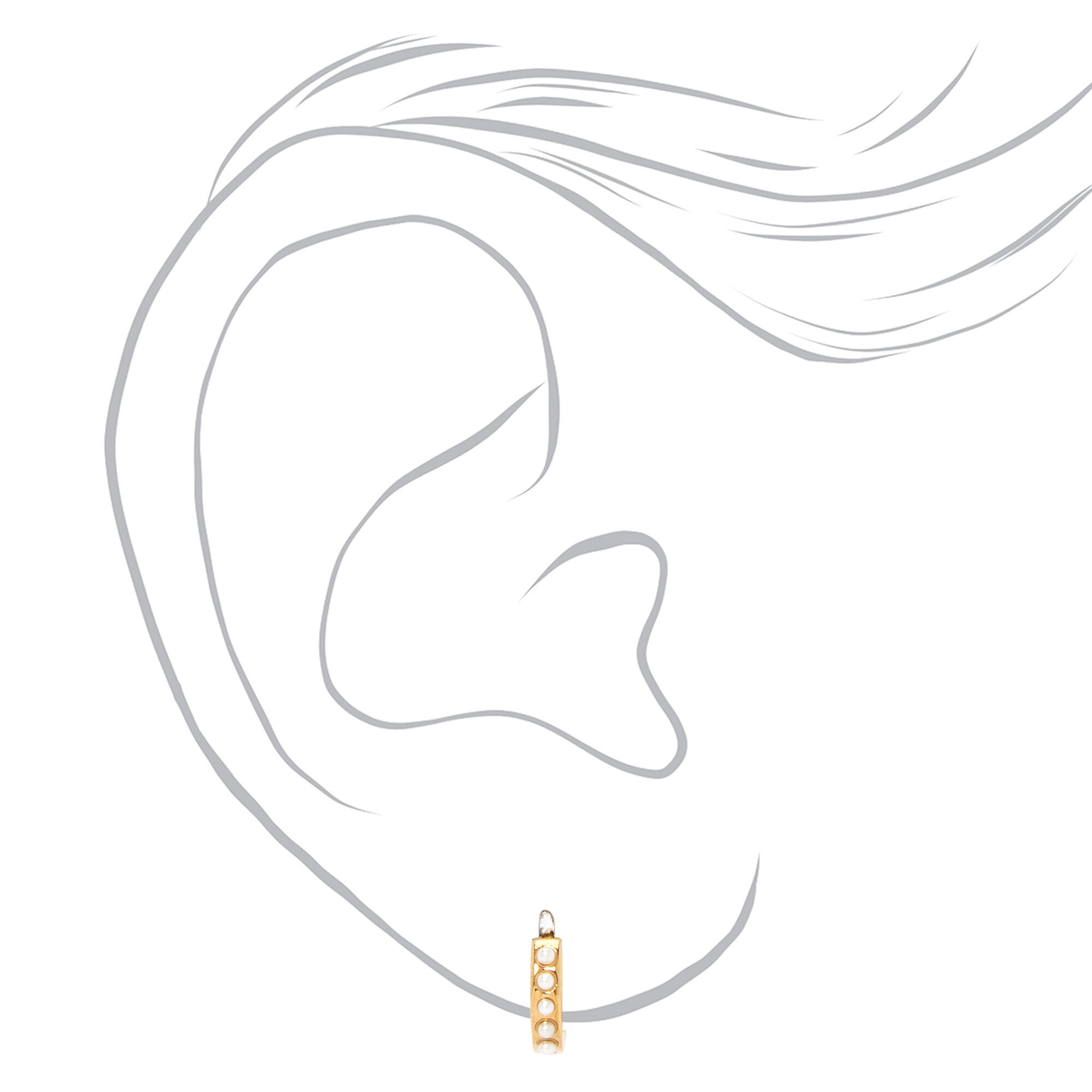 18k Gold Plated One 10MM Studded Pearl Hoop Earring,