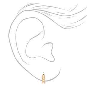 18k Gold Plated One 10MM Studded Pearl Hoop Earring,