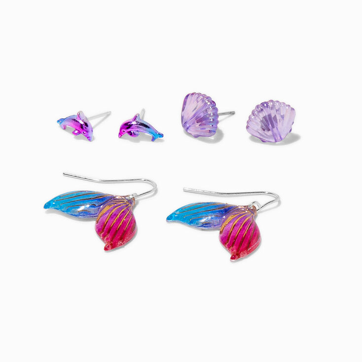 Anodized Mermaid Earrings Set - 3 Pack,