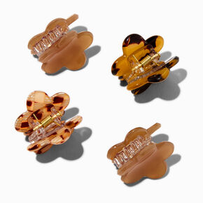 Mini Tortoiseshell Flower Hair Claws - 4 Pack,