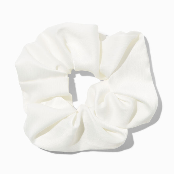 White Satin Hair Scrunchie,