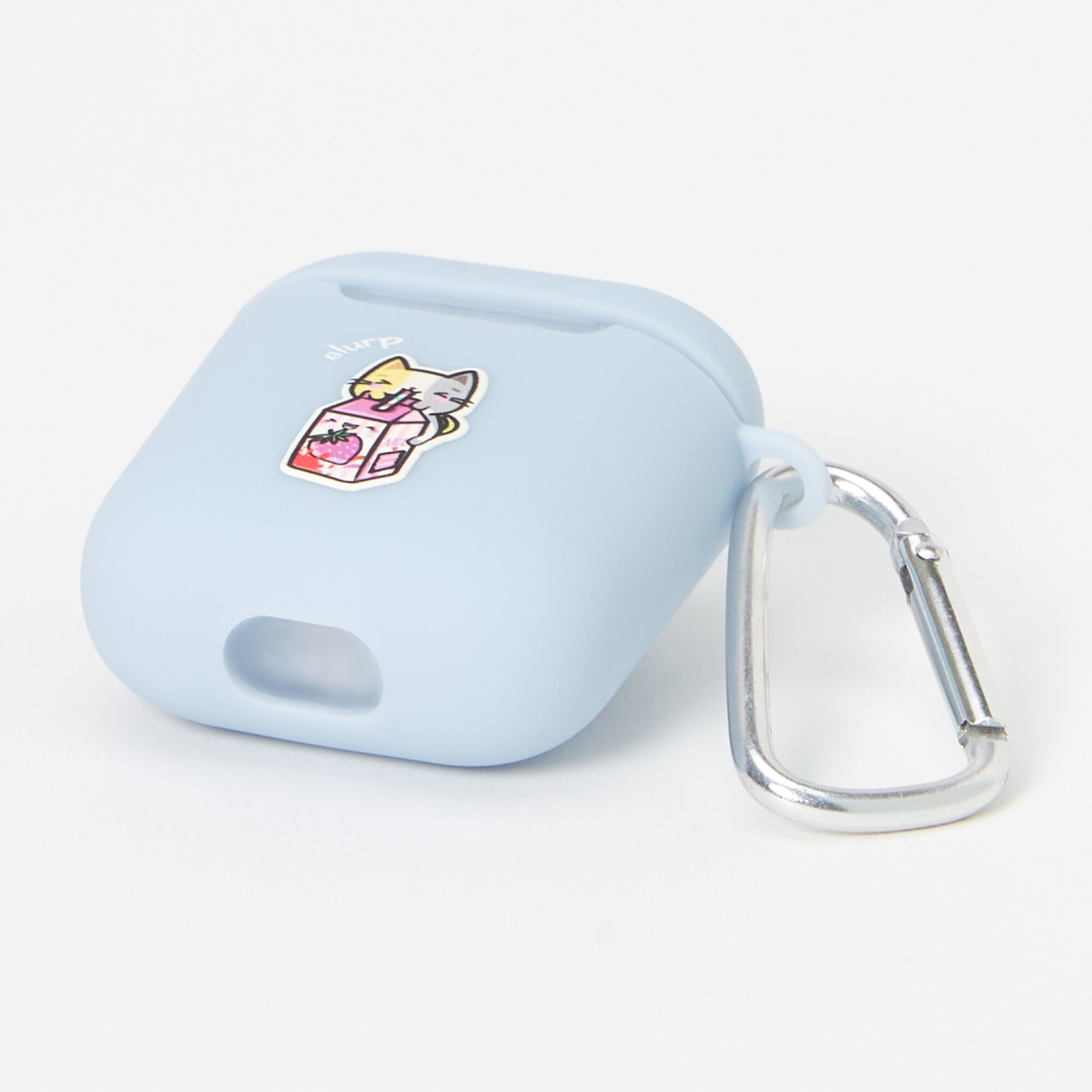 Blue Strawberry Milk Cat Silicone Earbud Case Cover - Compatible With Apple AirPods®,